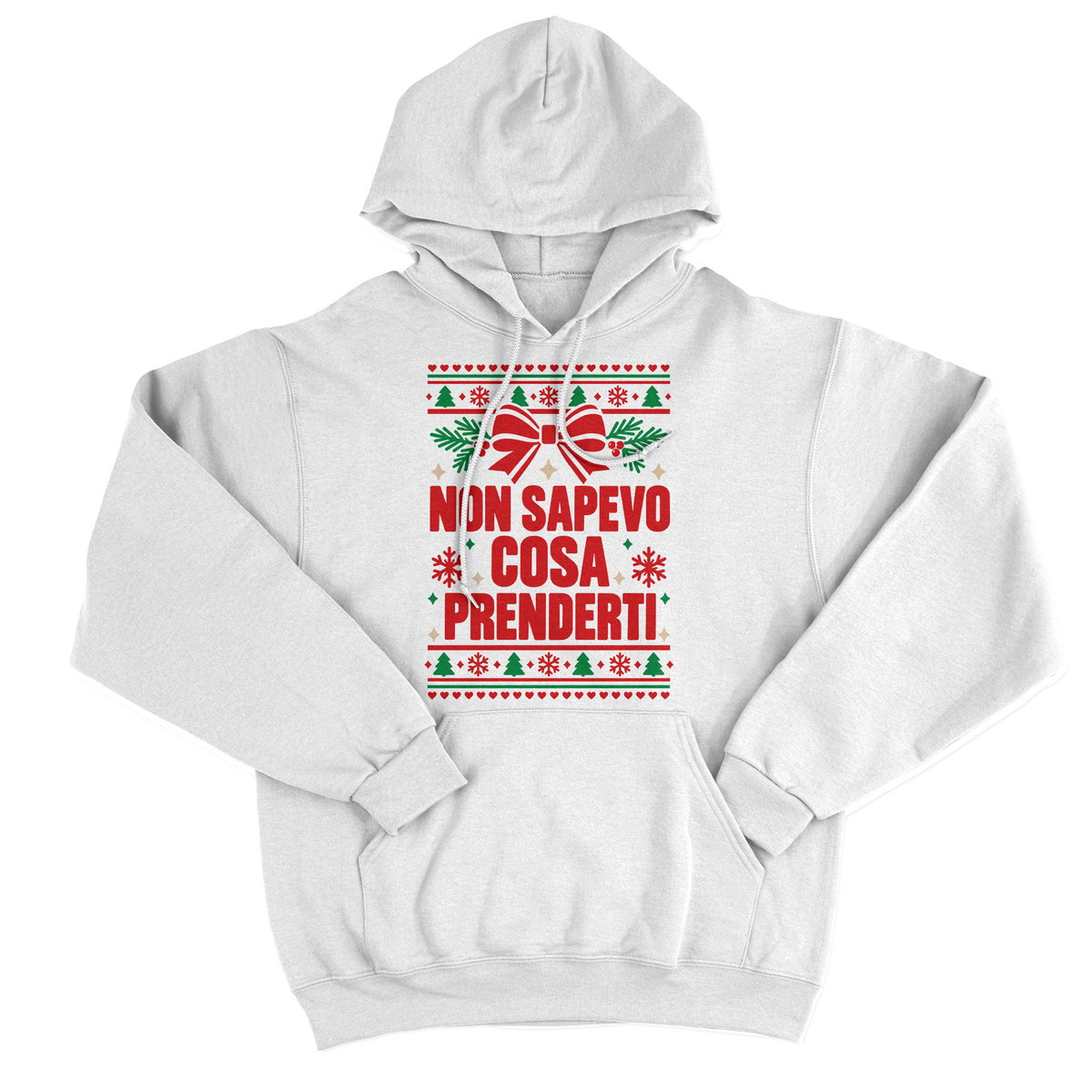 FELPA CAPPUCCIO CUC Regalo di Natale divertente e Ironico Non sapevo cosa prenderti Bianca M [IMGKEY:WHI:M:1]
