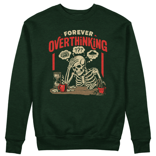 FELPA GIROCOLLO OVERTHINKING pratica costante di tutti i gironi Verde Bottiglia #chooseurcolor