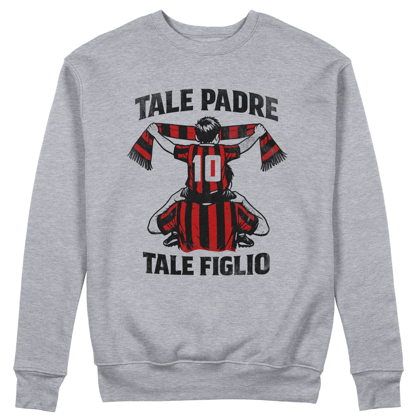 FELPA GIROCOLLO Festa del Papà padre Tifoso come il figlio ROSSO NERO Grigio #chooseurcolor