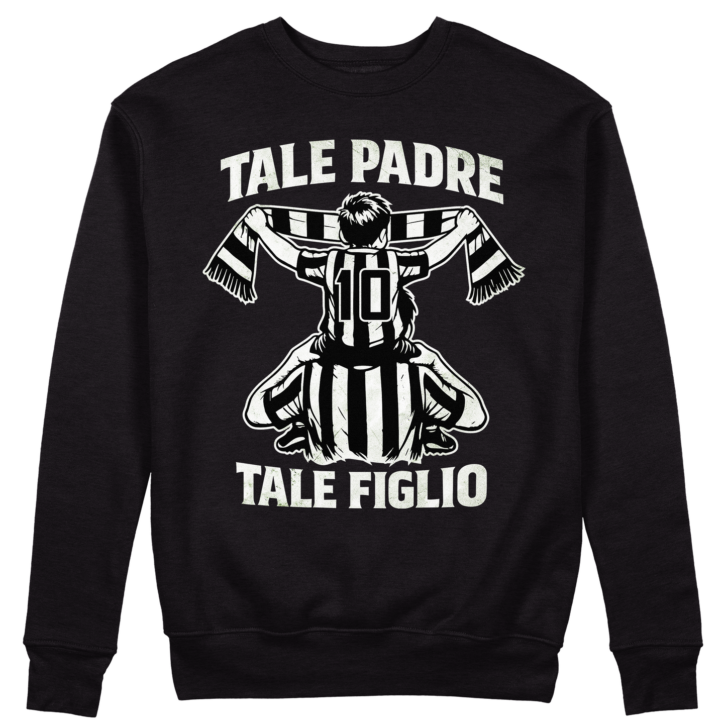FELPA GIROCOLLO Festà del papà tale padre tale figlio tifo BIANCO E NERO Nera #chooseurcolor