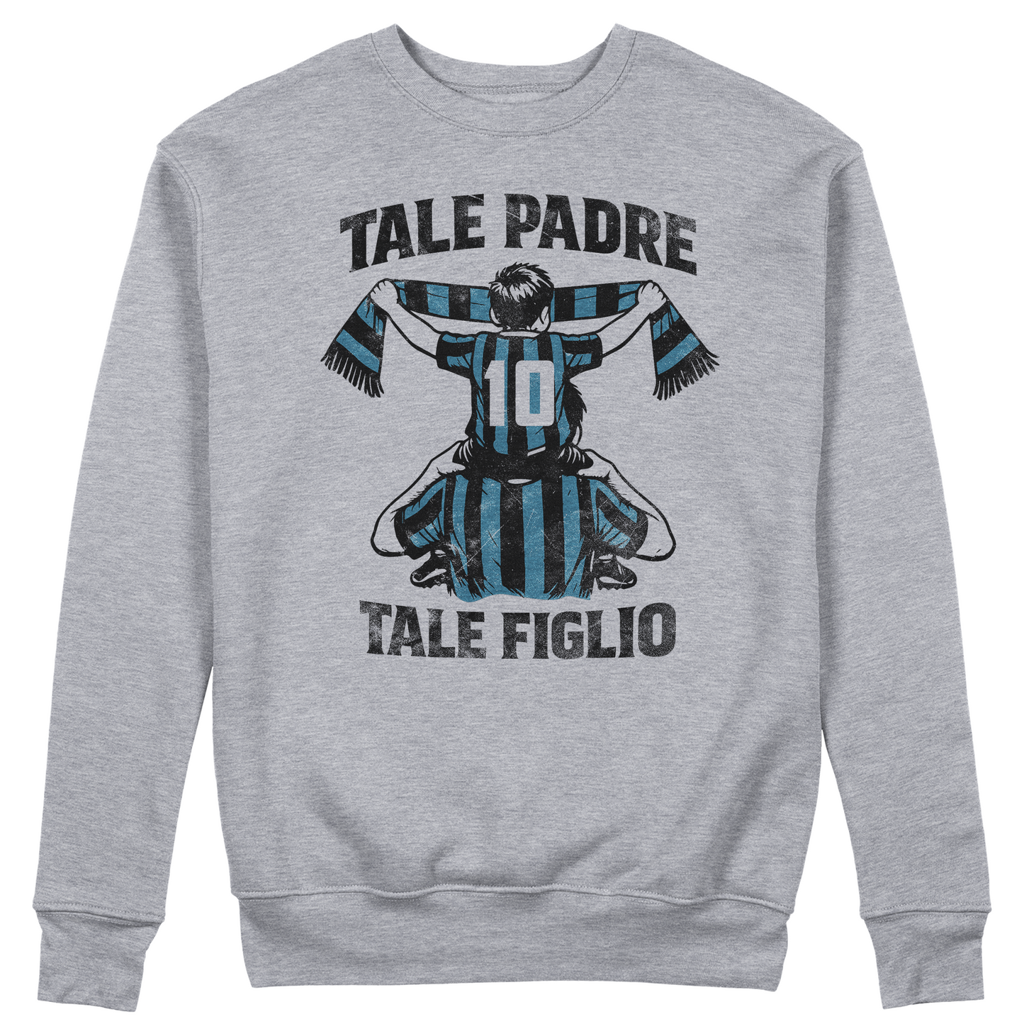 FELPA GIROCOLLO Festa del Papà padre Tifoso come il figlio NERO AZZURRO Grigio #chooseurcolor