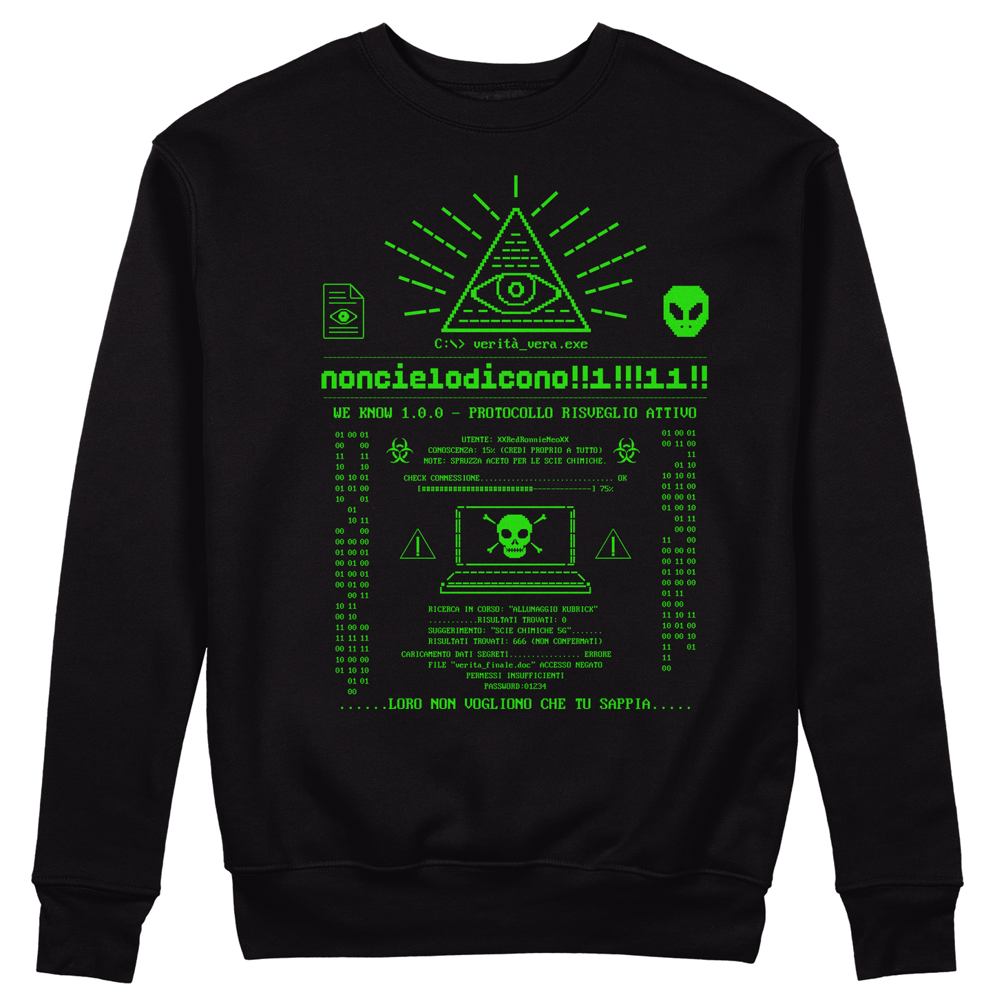 FELPA GIROCOLLO CUC NON CIELODICONO web meme scie chimiche terrapiattisti Nera M [IMGKEY:BLA:M:1]