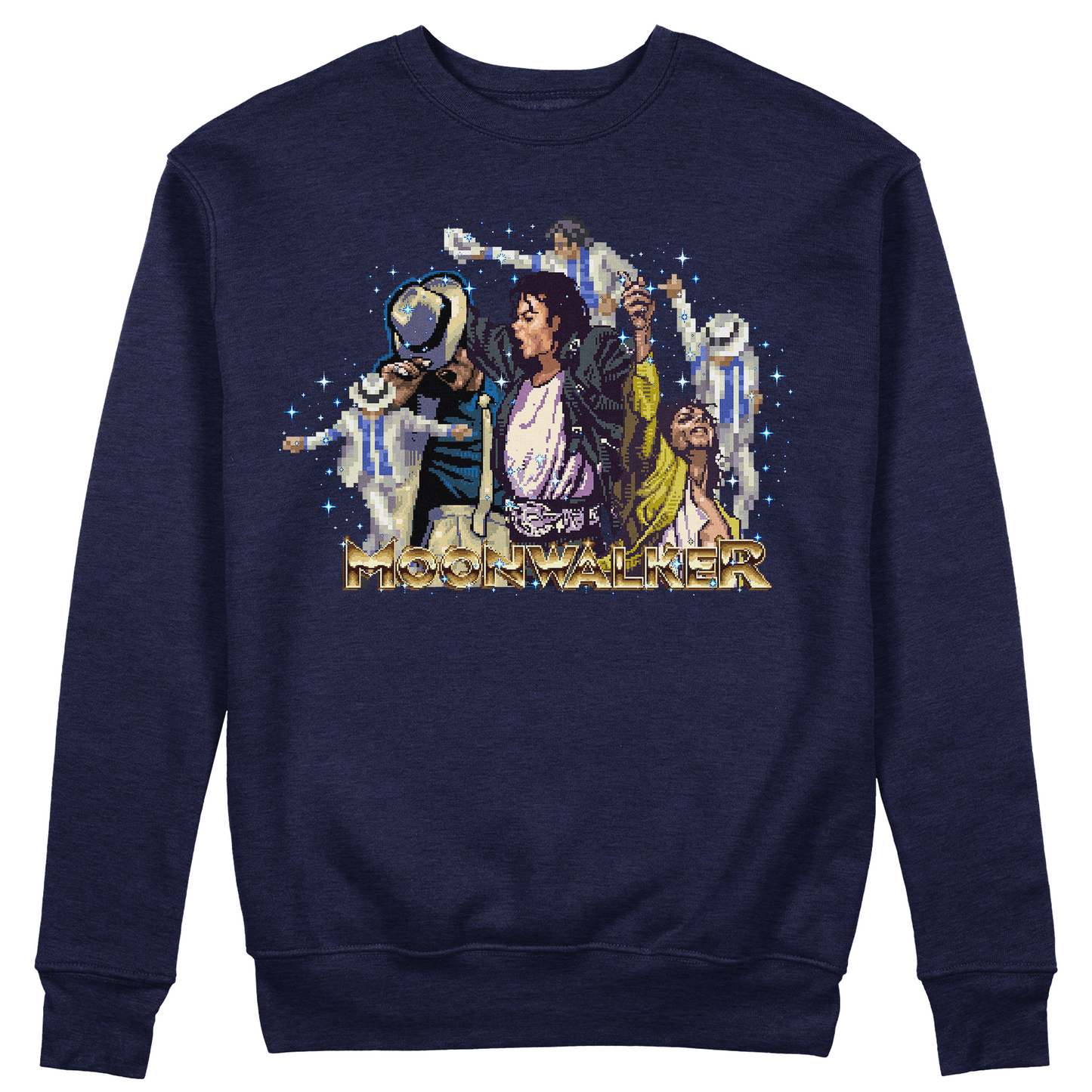 FELPA GIROCOLLO CUC MOONWALKER Jako PIXEL ART game film anni 90 King of Pop Blu M [IMGKEY:NAV:M:1]