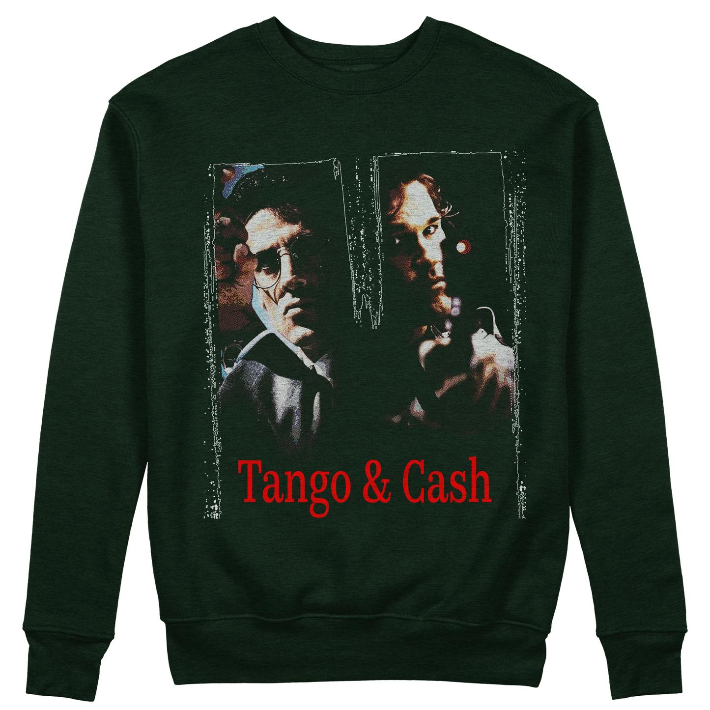FELPA GIROCOLLO CUC TANGO & CASH Cult Film Anni 90 vintage Stallone e Russell Verde Bottiglia M [IMGKEY:BOT:M:1]