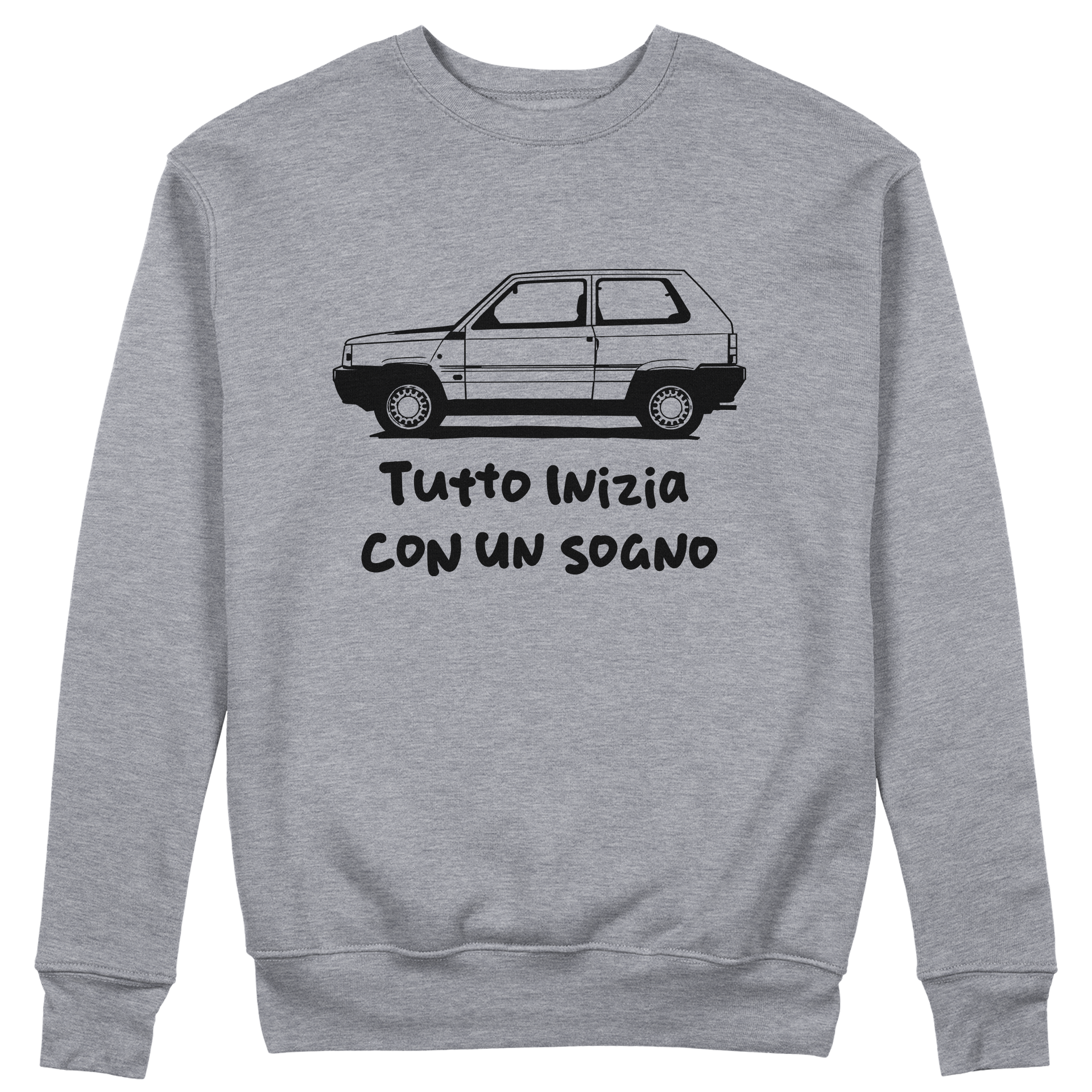 FELPA GIROCOLLO CUC Tutto inizia con un sogno Panda macchine epiche Grigio M [IMGKEY:GRE:M:1]