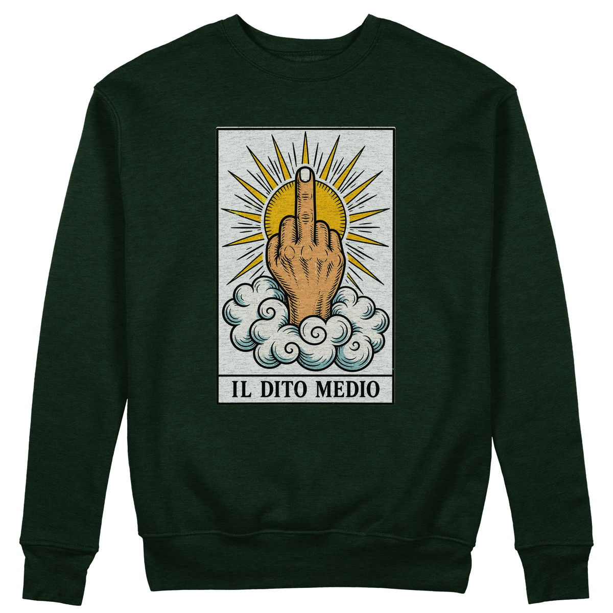 FELPA GIROCOLLO CUC Tarocchi IL DITO MEDIO Verde Bottiglia M [IMGKEY:BOT:M:1]
