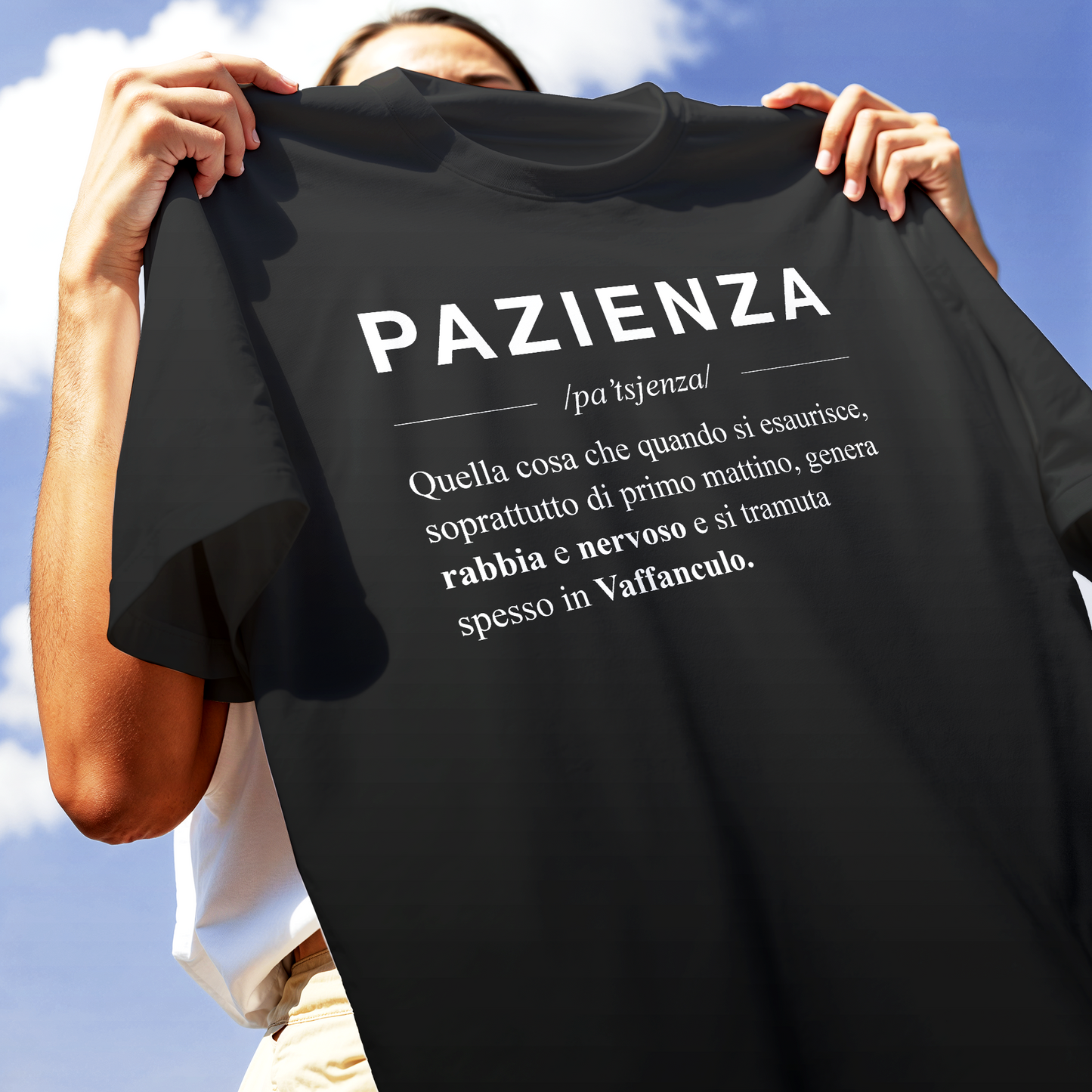 T-SHIRT PAZIENZA descrizione dizionario simpatica e vera #chooseurcolor