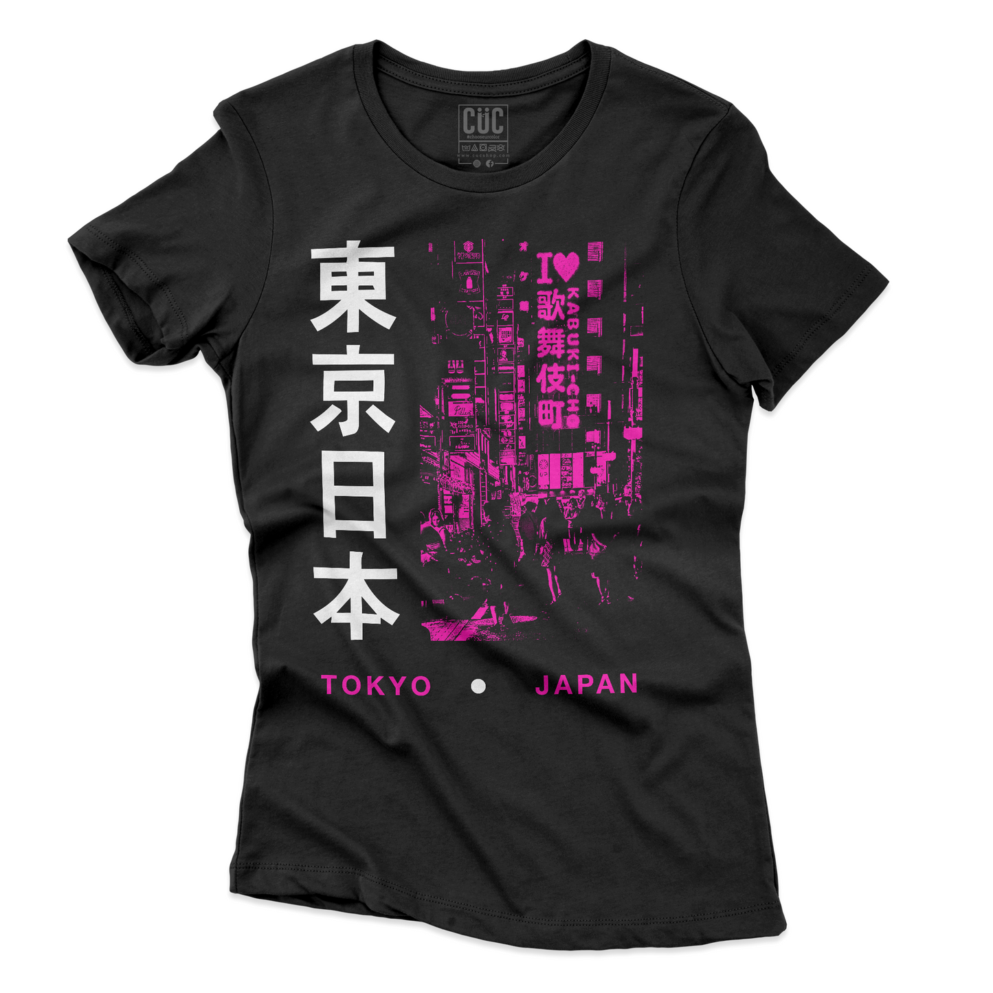 T-SHIRT CUC Tokyo i love Kabuki cho street art Japan Nera W [IMGKEY:BLA:W:2]