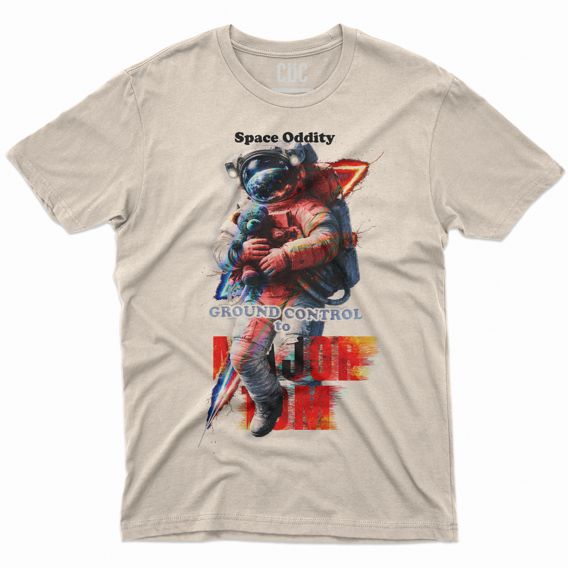 T-SHIRT CUC MAJOR TOM space oddity David Bowie best song Ground control Sabbia M [IMGKEY:SAN:M:1]