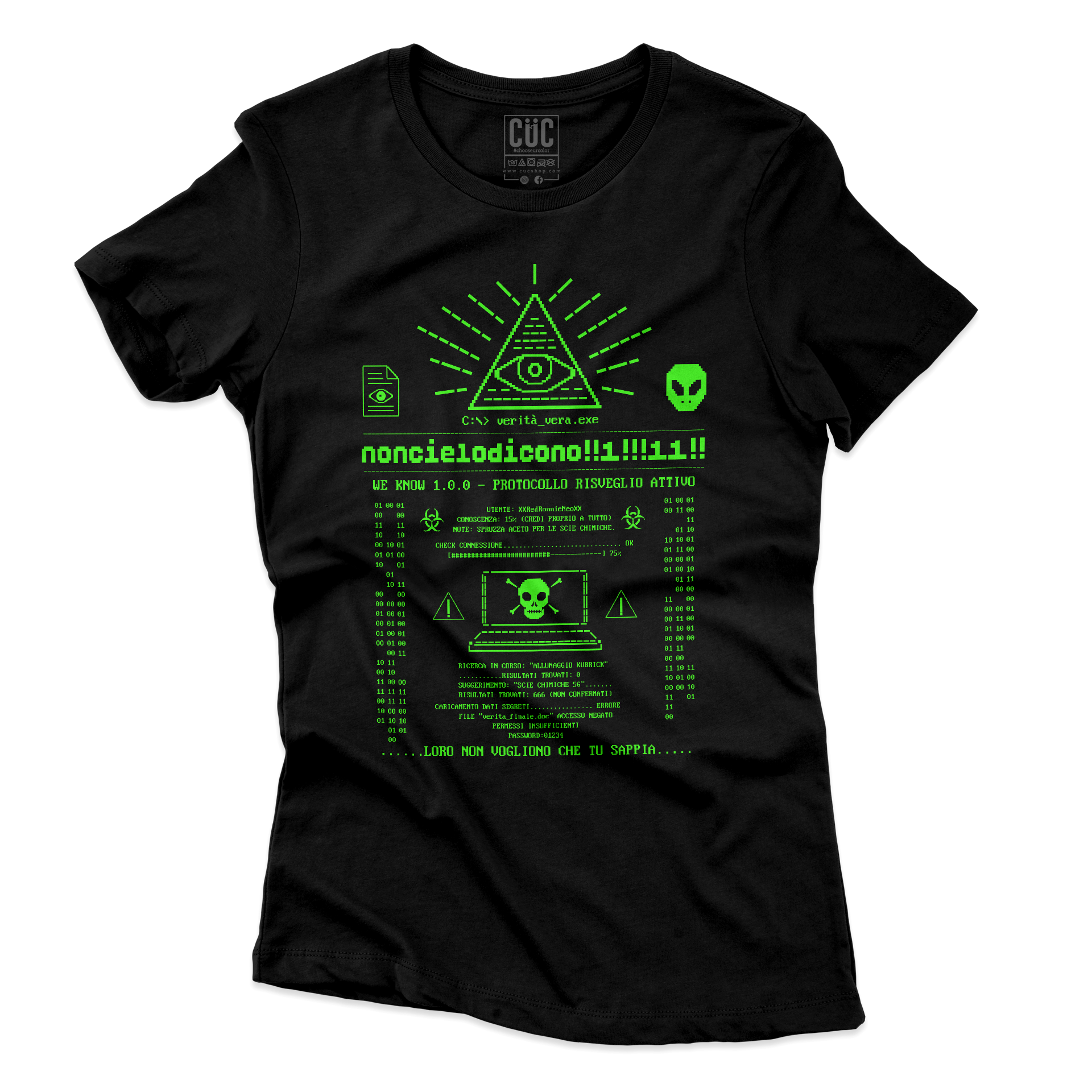T-SHIRT CUC NON CIELODICONO web meme scie chimiche terrapiattisti Nera W [IMGKEY:BLA:W:2]