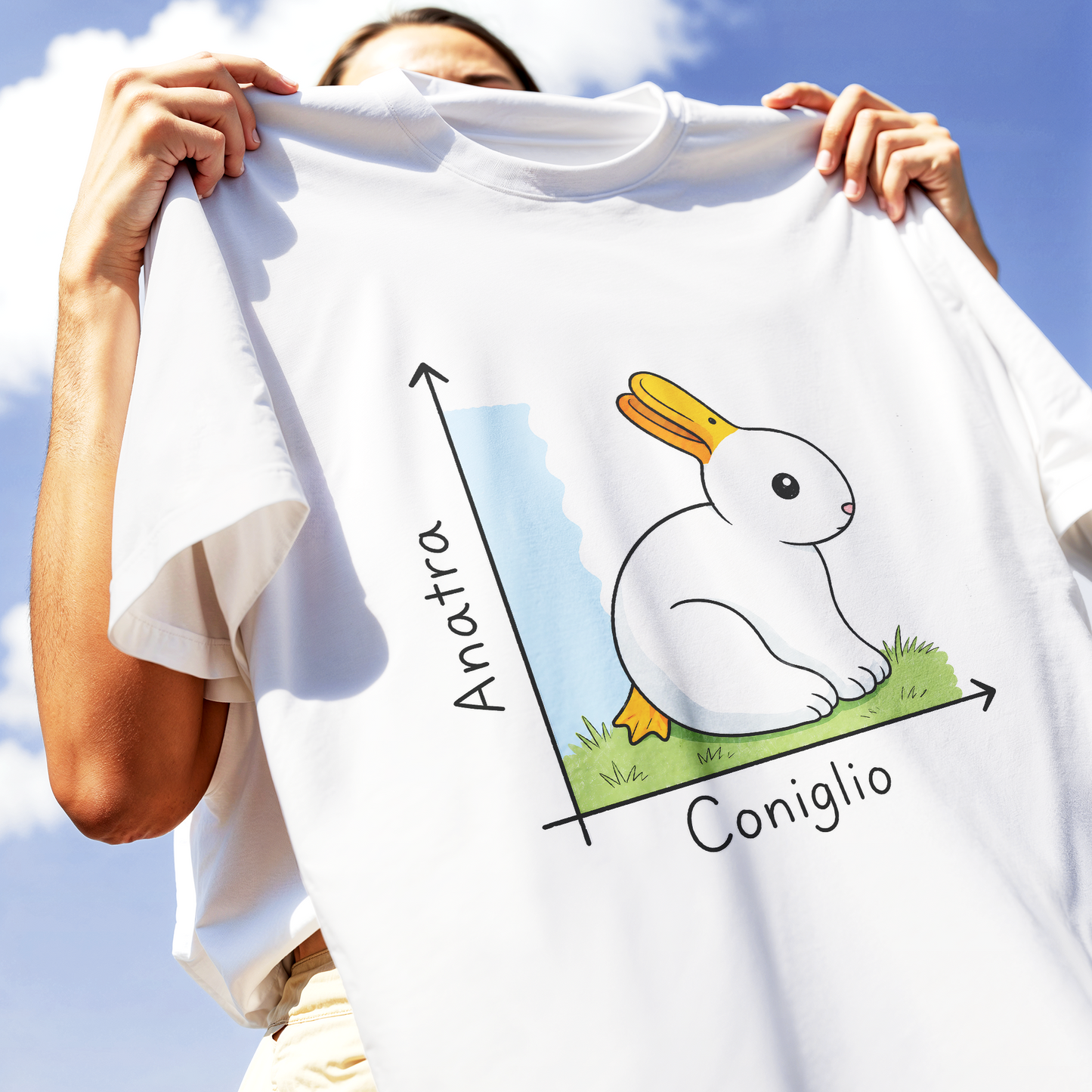 T-SHIRT CUC PUNTI DI VISTA coniglio anatra meme divertente Bianca M [IMGKEY:WHI:M:3]
