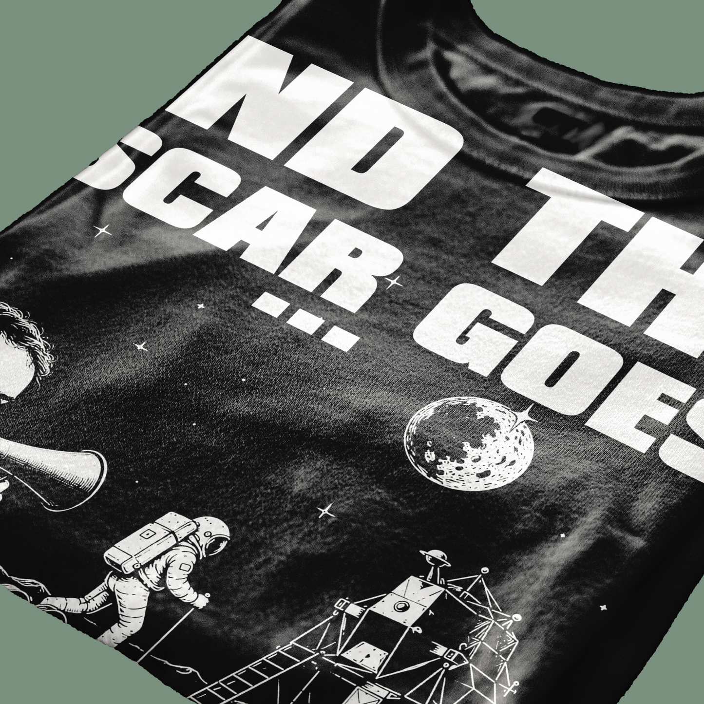 T-SHIRT CUC AND THE OSCAR GOES Allunaggio Complottismo nasa Kubrick Nera M [IMGKEY:BLA:M:4]