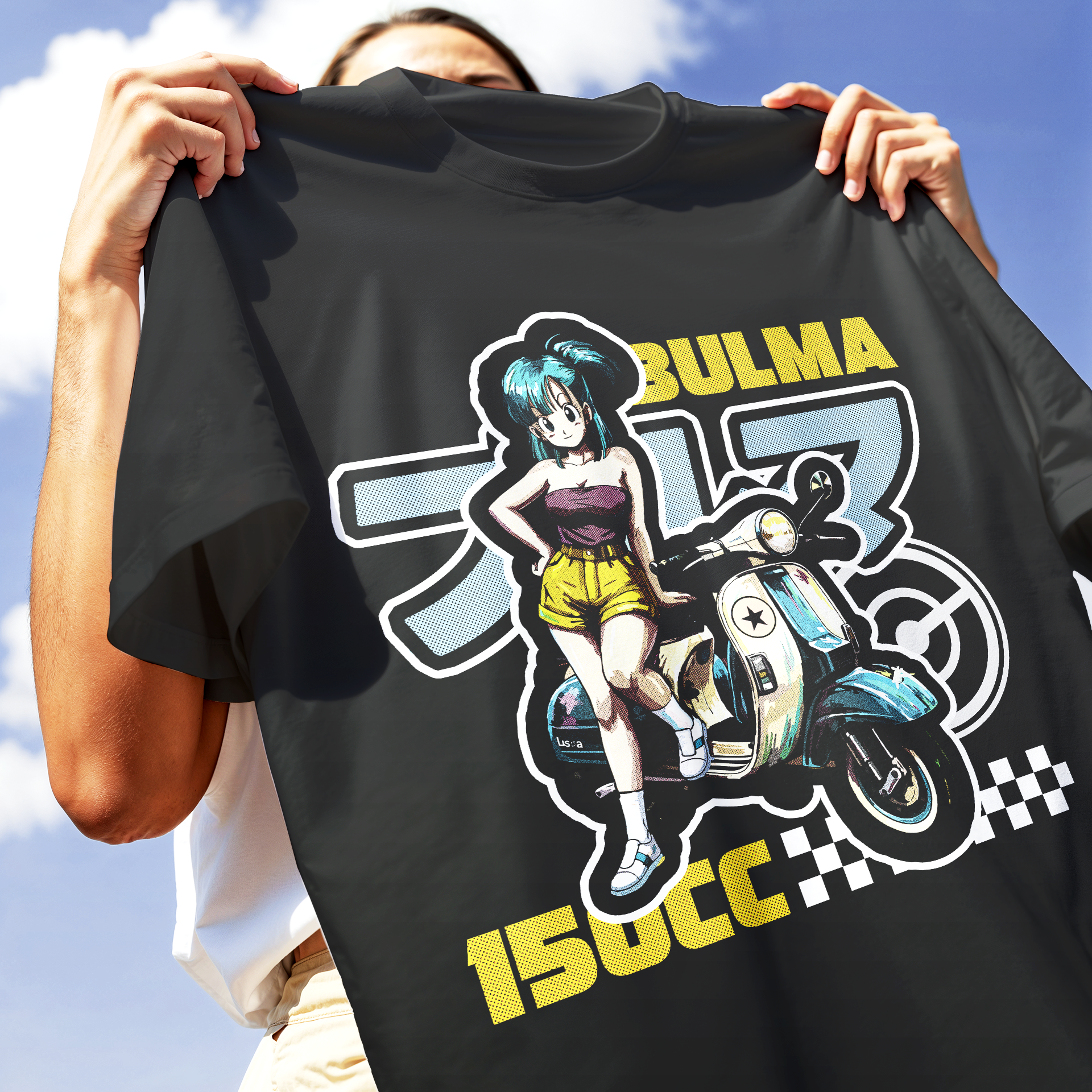 T-SHIRT CUC ANIME BULMA 150CC motorino e classic manga Nera M [IMGKEY:BLA:M:2]