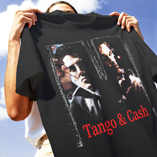 T-SHIRT CUC TANGO & CASH Cult Film Anni 90 vintage Stallone e Russell Nera M [IMGKEY:BLA:M:2]