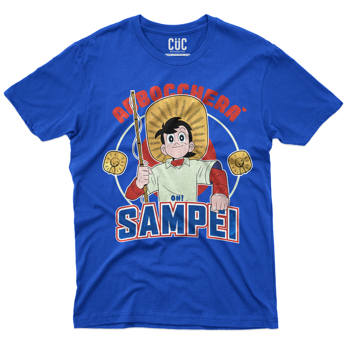 T-SHIRT CUC Abboccherà Sigla Sampei cartoon anni 80 pesca Blu Royal M [IMGKEY:ROY:M:1]
