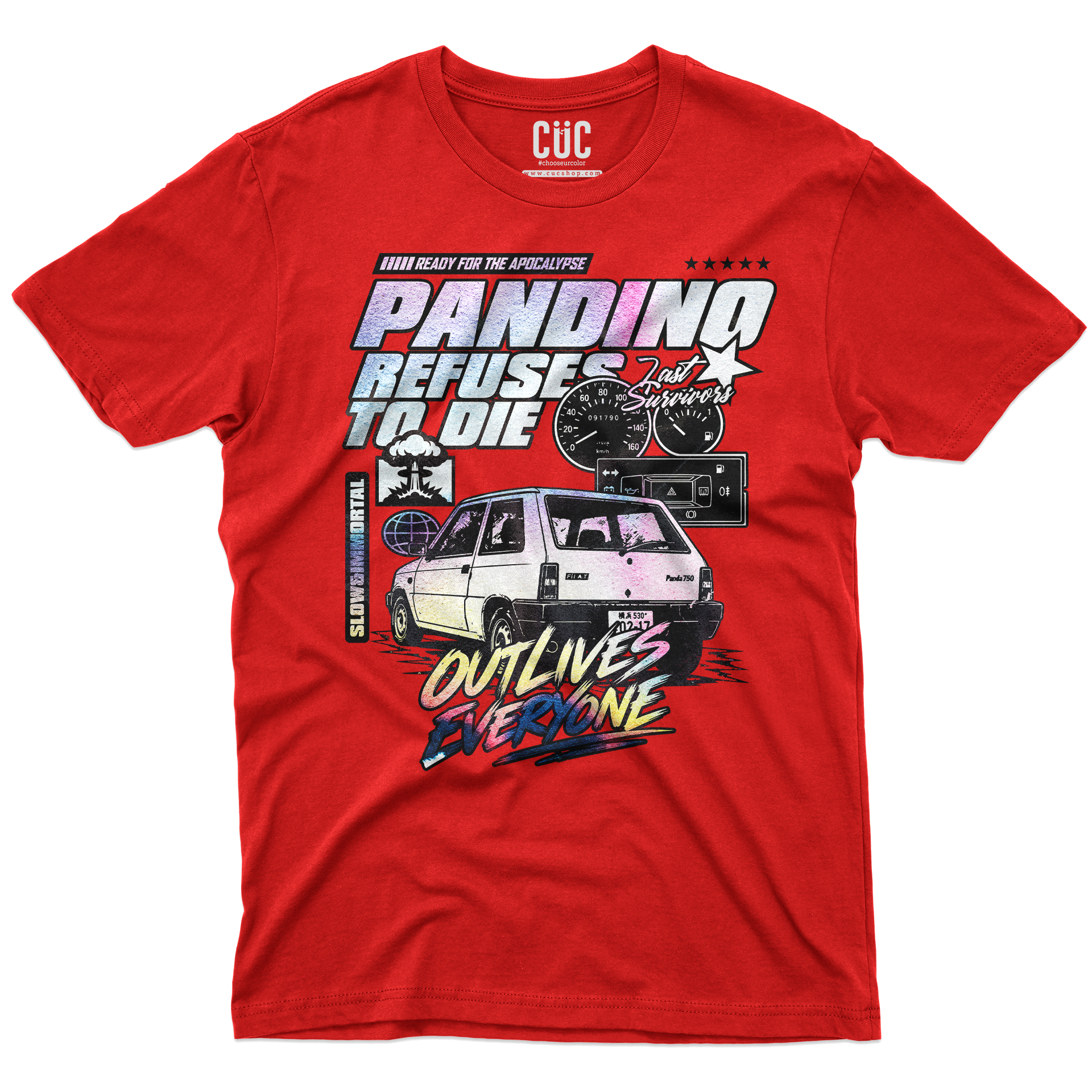T-SHIRT CUC PANDINO refuses to die apocalypse ready sopravvive a tutto Rossa M [IMGKEY:RED:M:1]