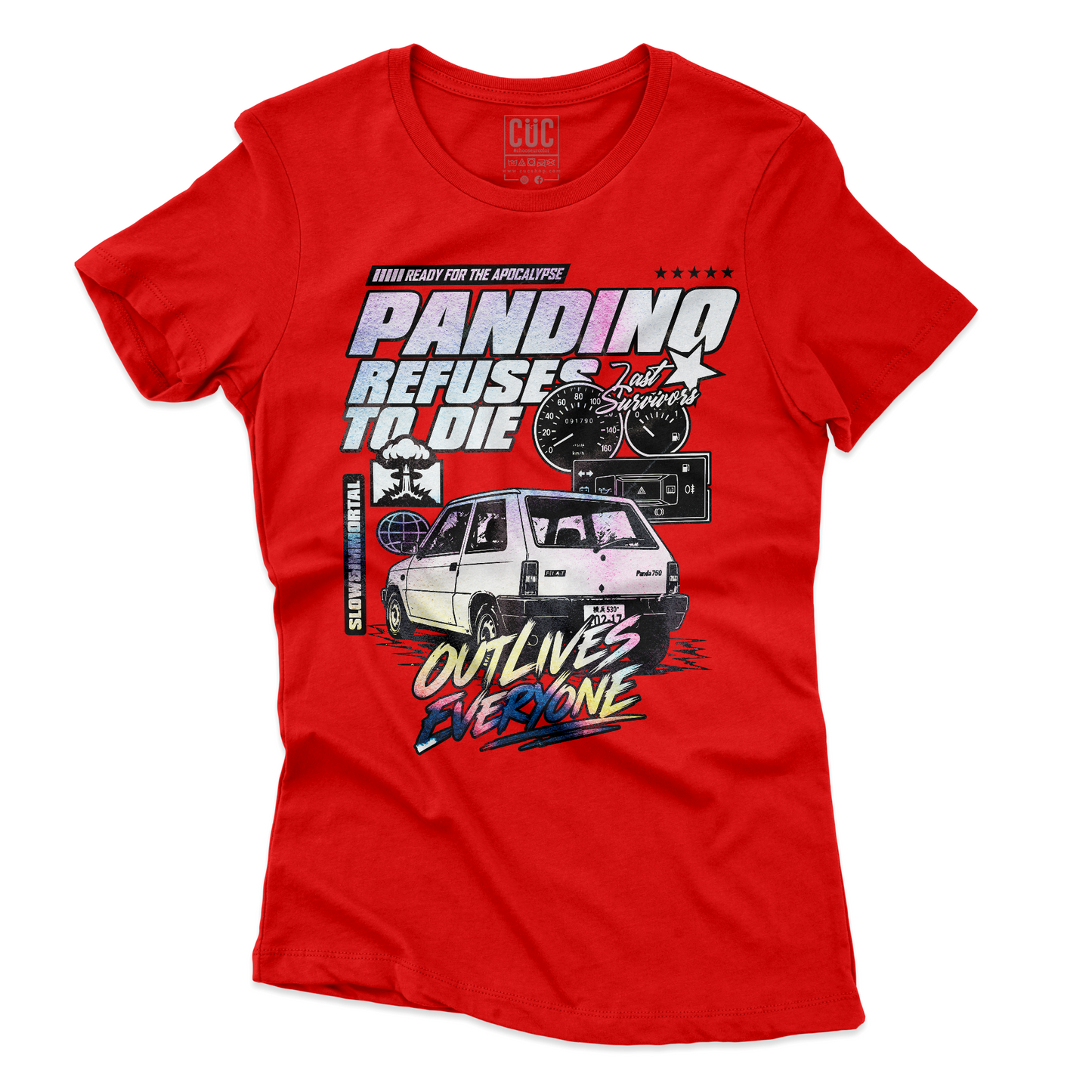 T-SHIRT CUC PANDINO refuses to die apocalypse ready sopravvive a tutto Rossa M [IMGKEY:RED:M:2]