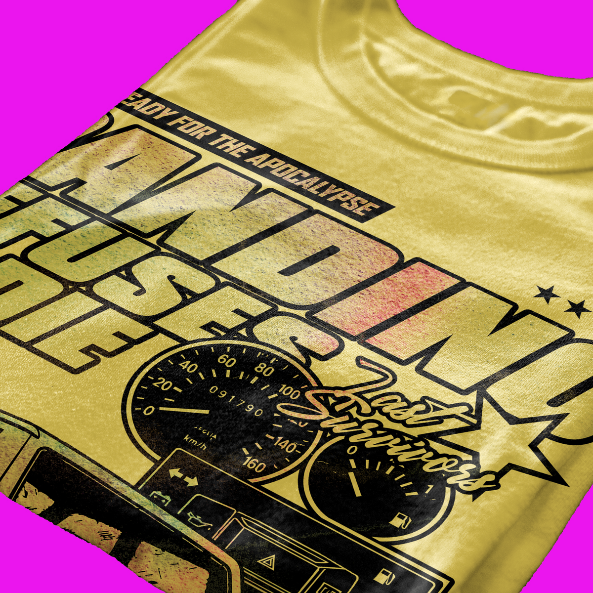 T-SHIRT CUC PANDINO refuses to die apocalypse ready sopravvive a tutto YEL M [IMGKEY:YEL:M:4]