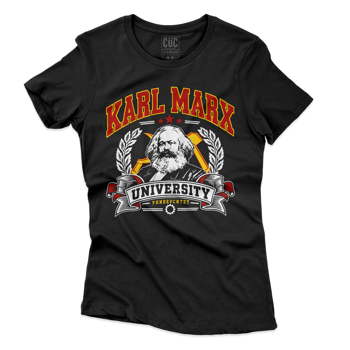 T-SHIRT CUC Karl Marx University Anti Capitalismo Nera W [IMGKEY:BLA:W:3]