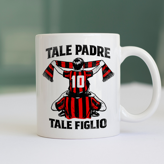 Tazza Festa del Papà padre Tifoso come il figlio ROSSO NERO Bianca #chooseurcolor