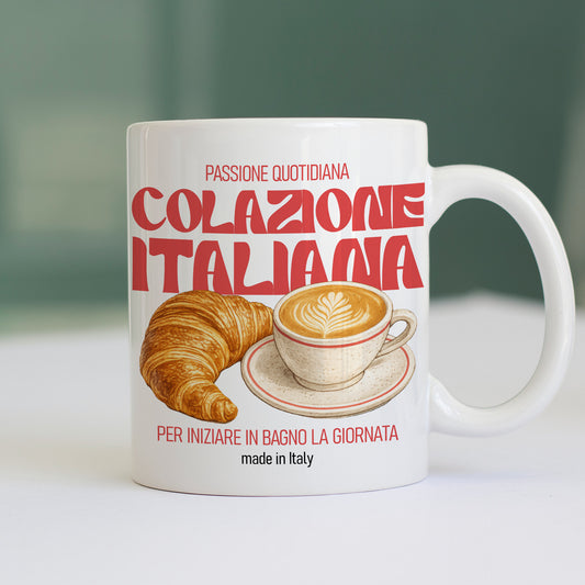Tazza CUC COLAZIONE ITALIANA per iniziare in bagno la giornata meme simpatica Bianca M [IMGKEY:WHI:M:1]