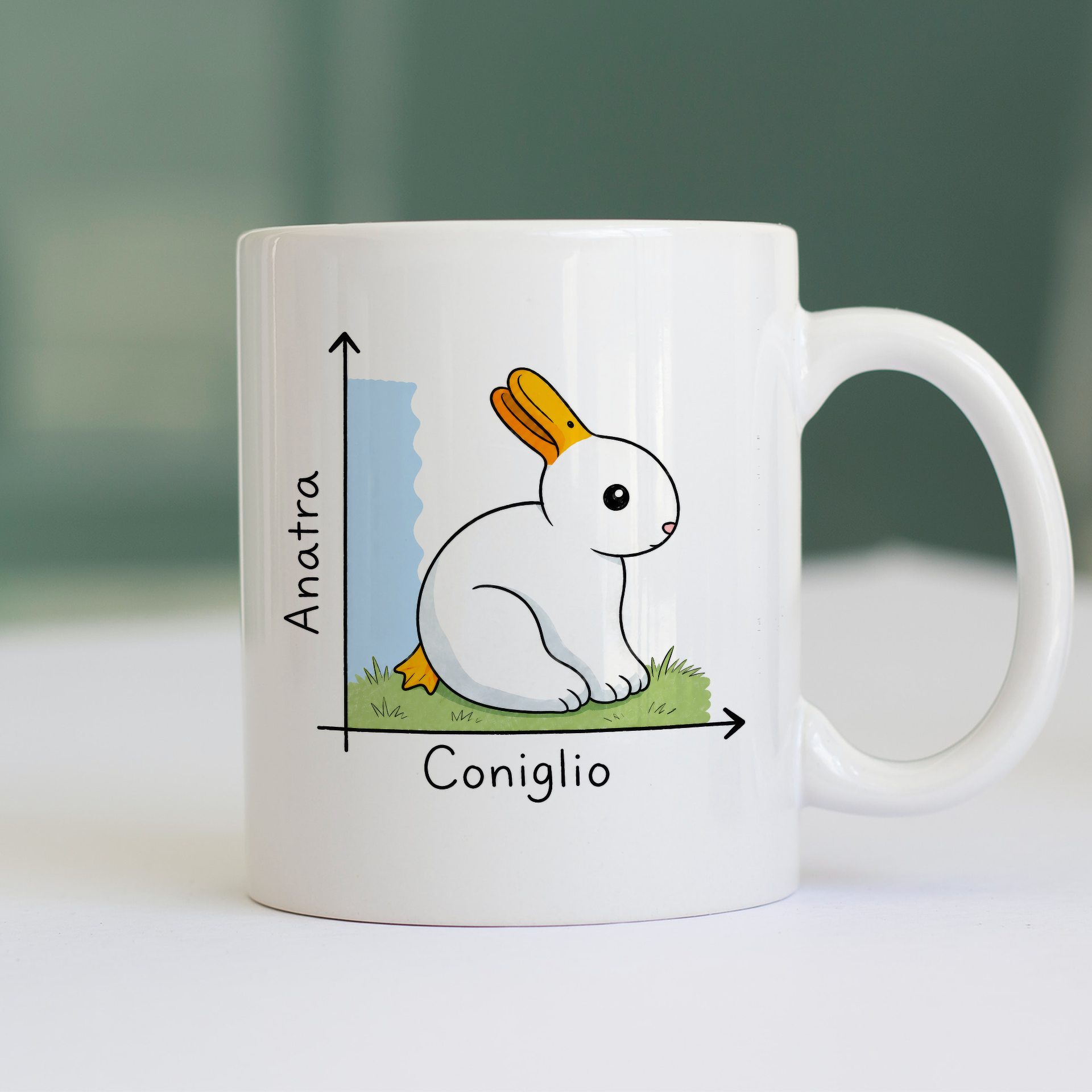 Tazza CUC PUNTI DI VISTA coniglio anatra meme divertente Bianca M [IMGKEY:WHI:M:1]