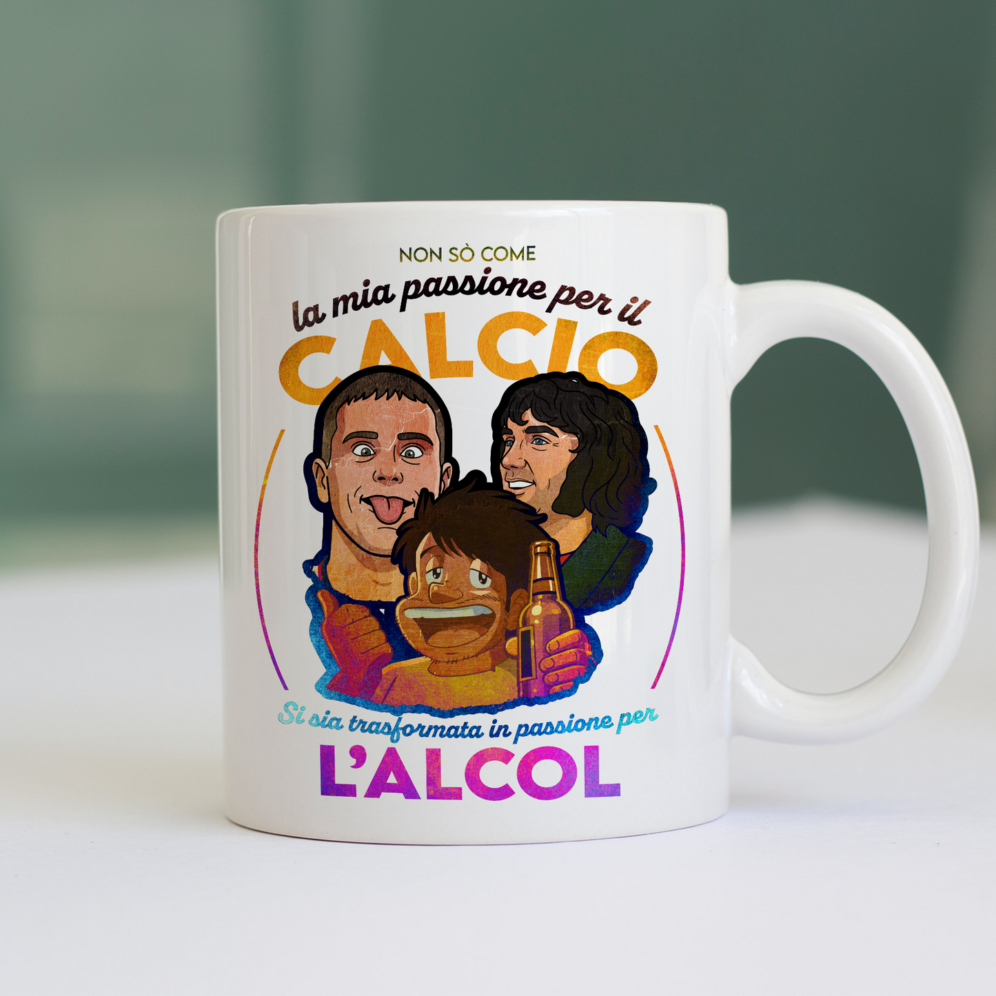 Tazza ALCOL CALCIO cresci e bevi meme Bianca M [IMGKEY:WHI:M:1]