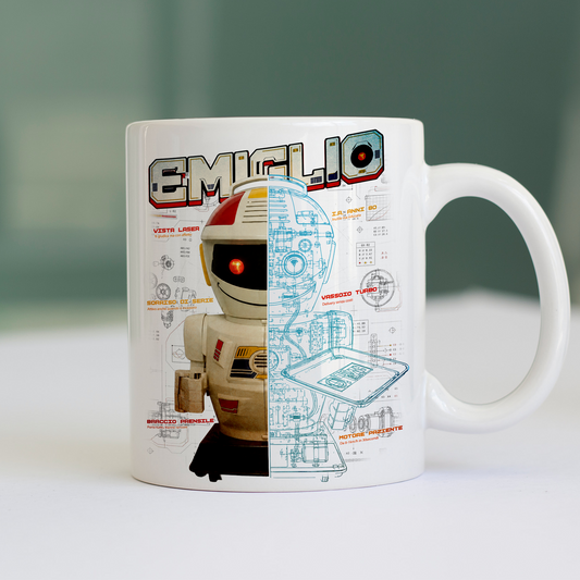 Tazza CUC Emiglio Robot Anni 80 nostalgia sogno d'infanzia Bianca M [IMGKEY:WHI:M:1]