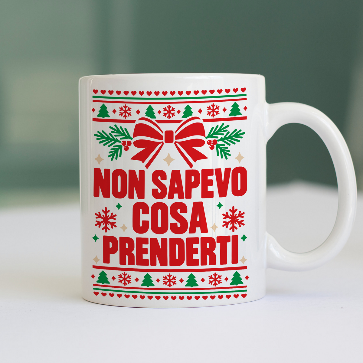 Tazza CUC Regalo di Natale divertente e Ironico Non sapevo cosa prenderti Bianca M [IMGKEY:WHI:M:1]