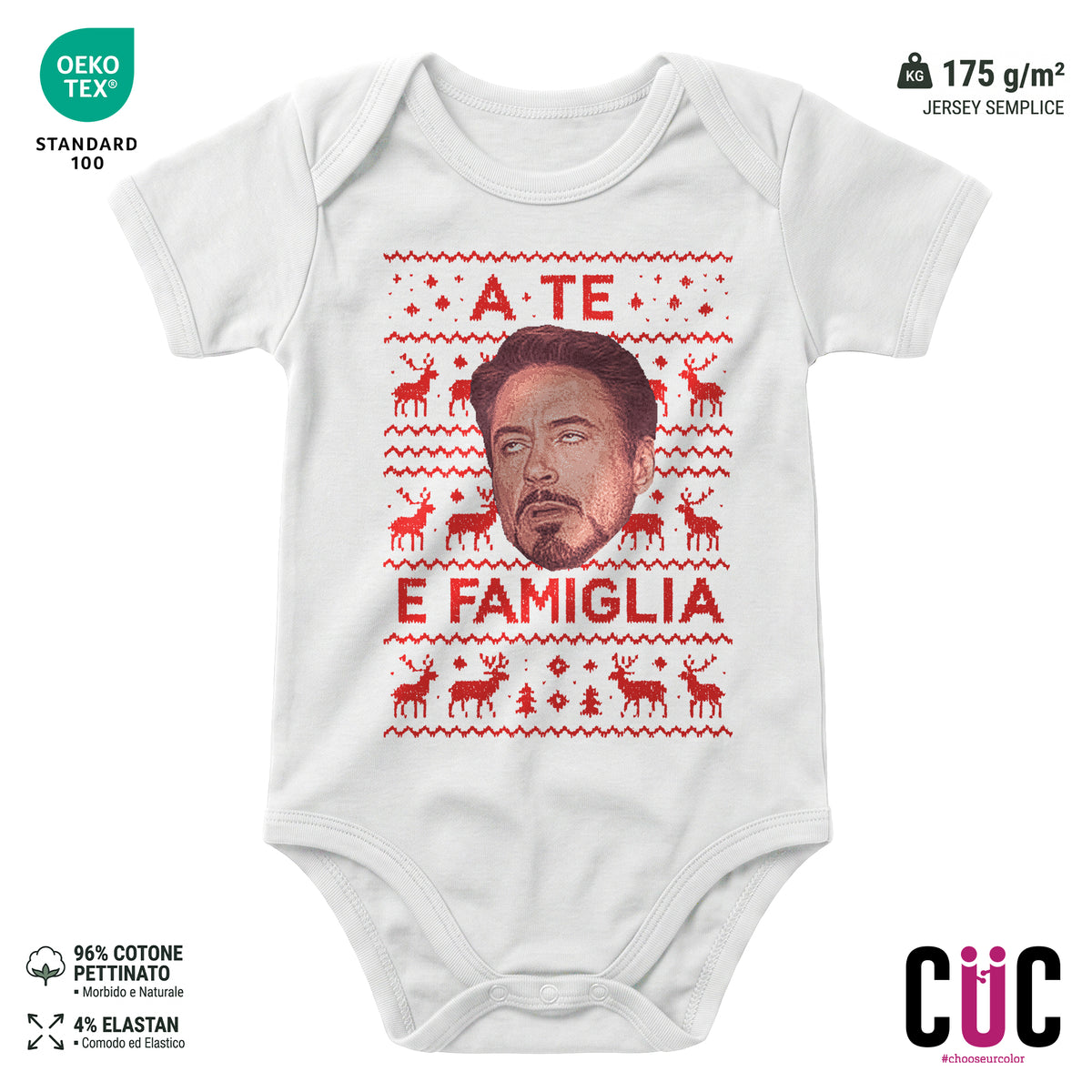 BODY BAMBINO A TE E FAMIGLIA NATALE Bianca M [IMGKEY:WHI:M:1]