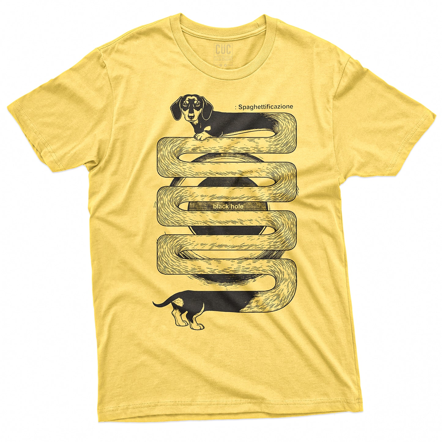 T-SHIRT CUC SPAGHETTIFICAZIONE BASSOTTO - Divertente - La fisica che ce piace  #chooseurcolor