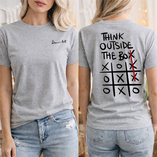 T-SHIRT Think outside the BOX - Grigia Fronte e Retro #chooseurcolor