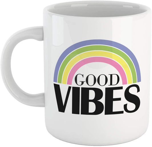 Light Goldenrod Tazza Good Vibes Rainbow - Vibrazioni Positive Arcobaleno - Divertente - Film Choose ur Color Cuc shop