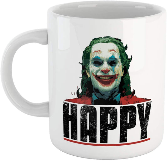 White Smoke Tazza Joker Happy con Grafica Ispirata al Film Cult del Momento con Joaquin Phoenix - Film Choose ur Color Cuc shop