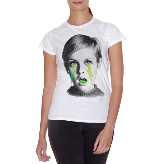 White Smoke T-Shirt Twiggy Vintage Star Black And White - FAMOSI CucShop