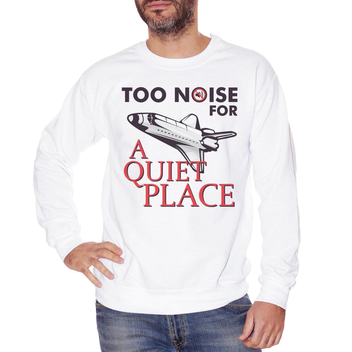 White Smoke Felpa Girocollo Too Noise For A Quiet Place Horror Movie - FILM CucShop