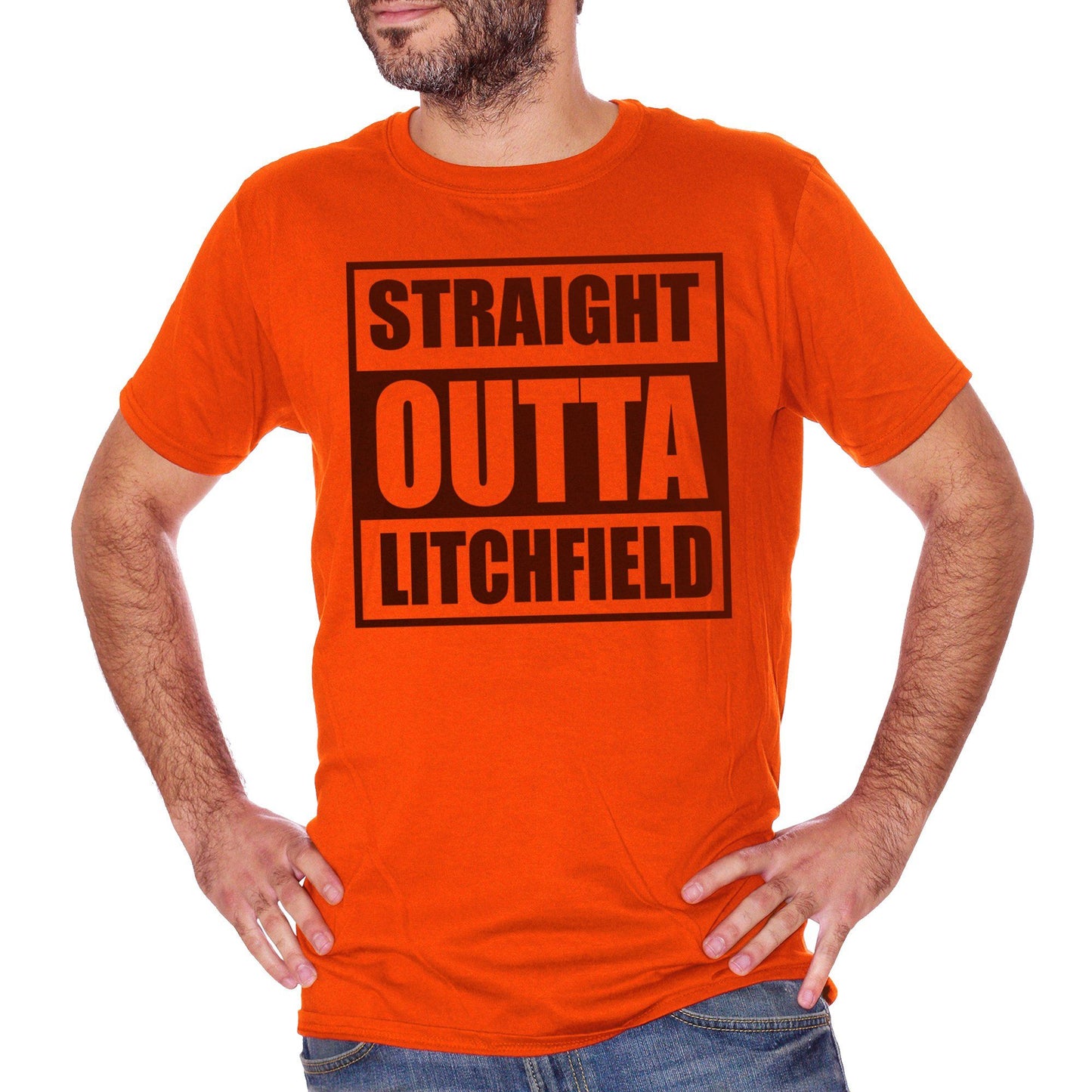 Orange Red T-Shirt Orange Is The New Black - Straignt Outta Litchfield - FILM CucShop