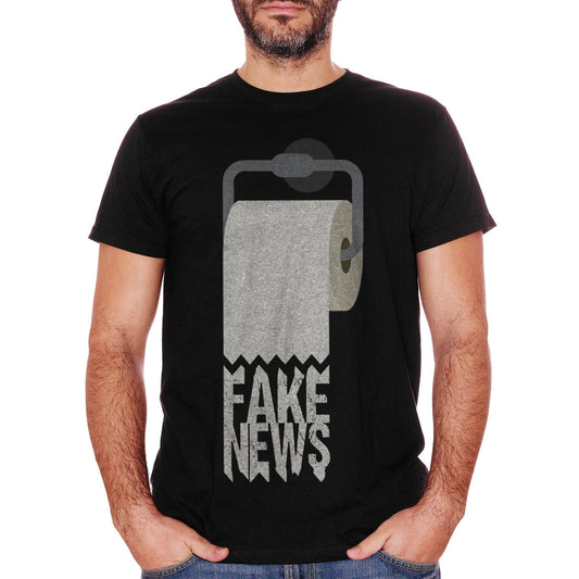 White T-Shirt Fake News Stampa Newspaper Informazione Telegiornale Tg - POLITICA CucShop