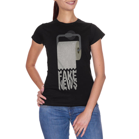 Black T-Shirt Fake News Stampa Newspaper Informazione Telegiornale Tg - POLITICA CucShop