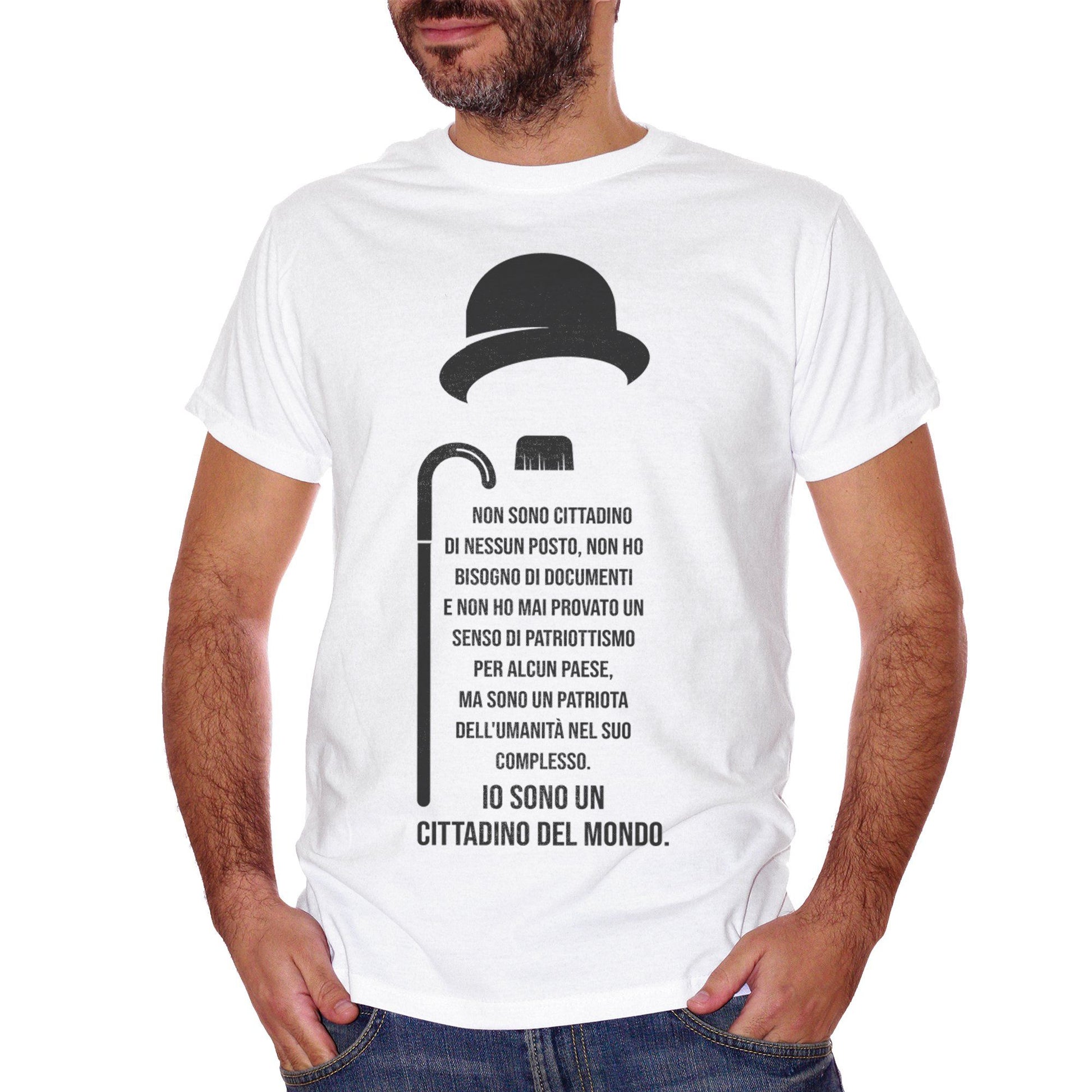 Lavender T-Shirt Cittadino Del Mondo Charlie Chaplin Frase Quotes - Immigrati Immigrazione - POLITICA CucShop