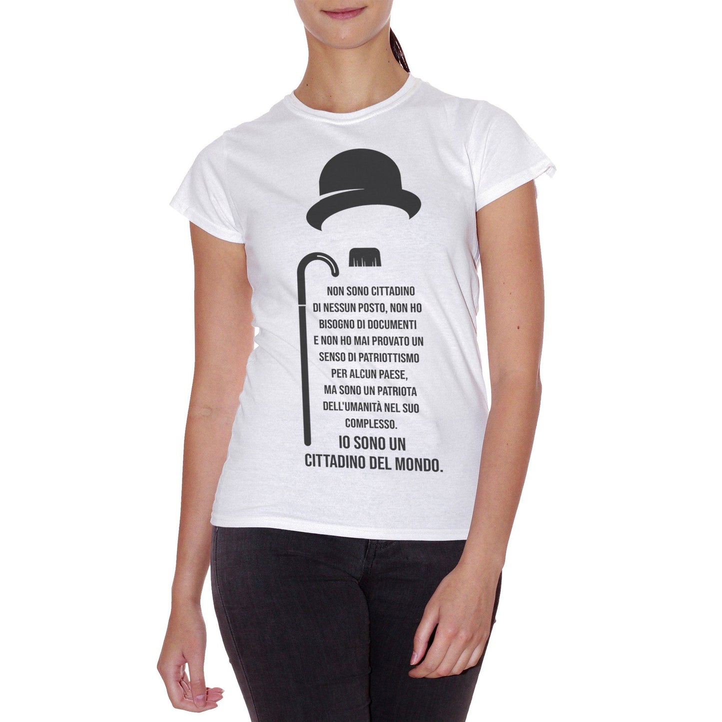 Lavender T-Shirt Cittadino Del Mondo Charlie Chaplin Frase Quotes - Immigrati Immigrazione - POLITICA CucShop