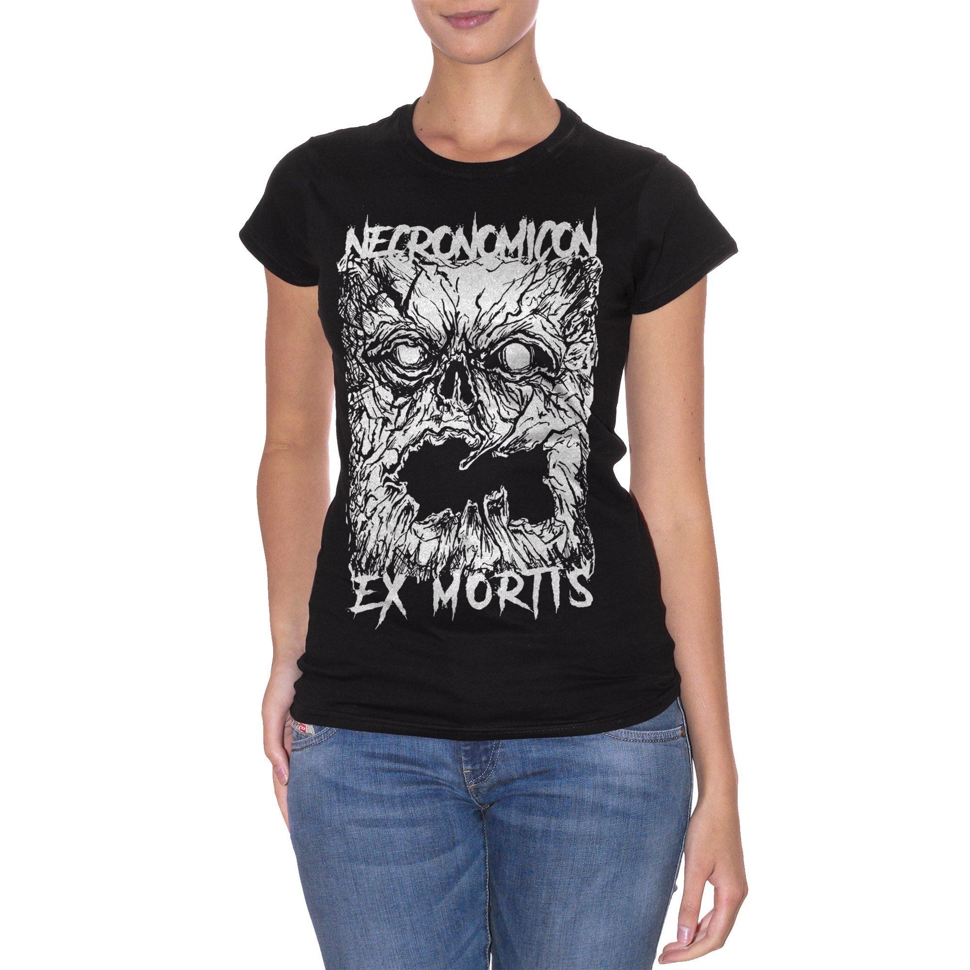 Black T-Shirt Ecronomicon Ex Mortis Book Lovecraft Raimi Evil Dead Horror Movie - FAMOSI CucShop