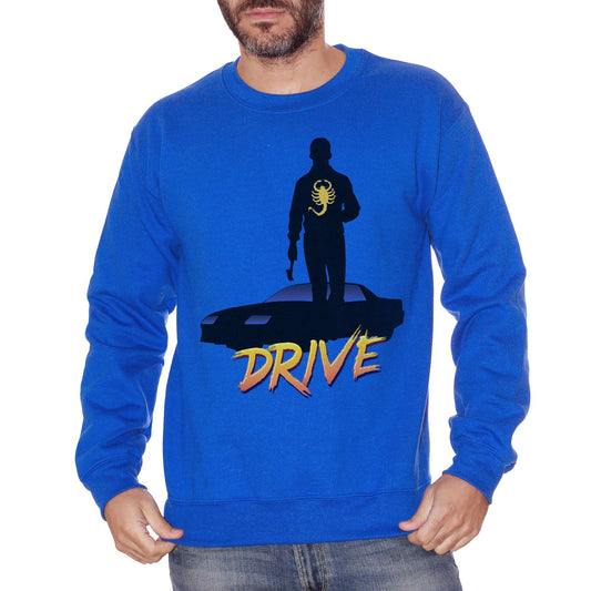 Royal Blue Felpa Girocollo Drive Movie Ryan Gosling - FILM CucShop