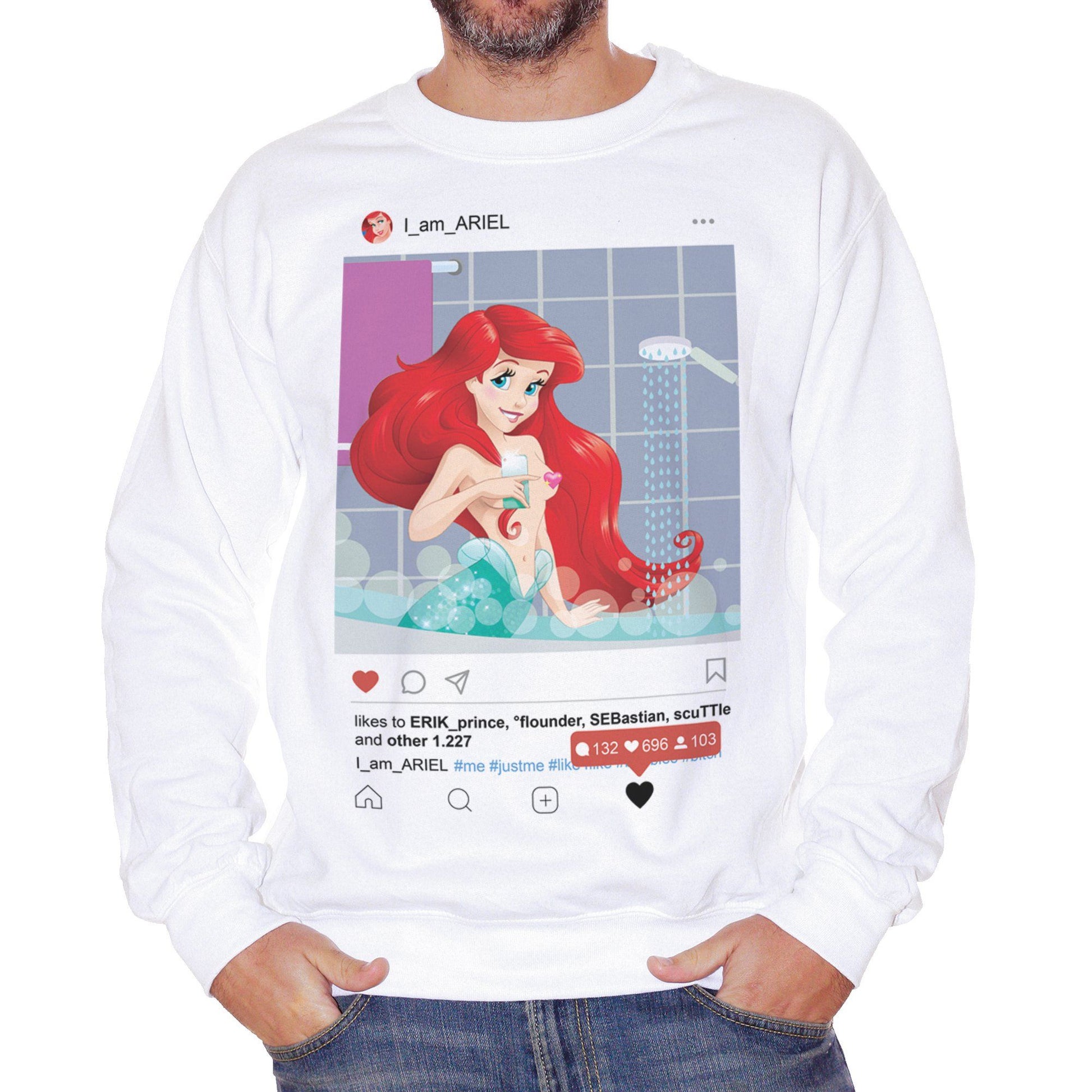 Maroon Felpa Girocollo Princess Ariel Lillte Mermaid Social Fashion Selfie - FILM CucShop