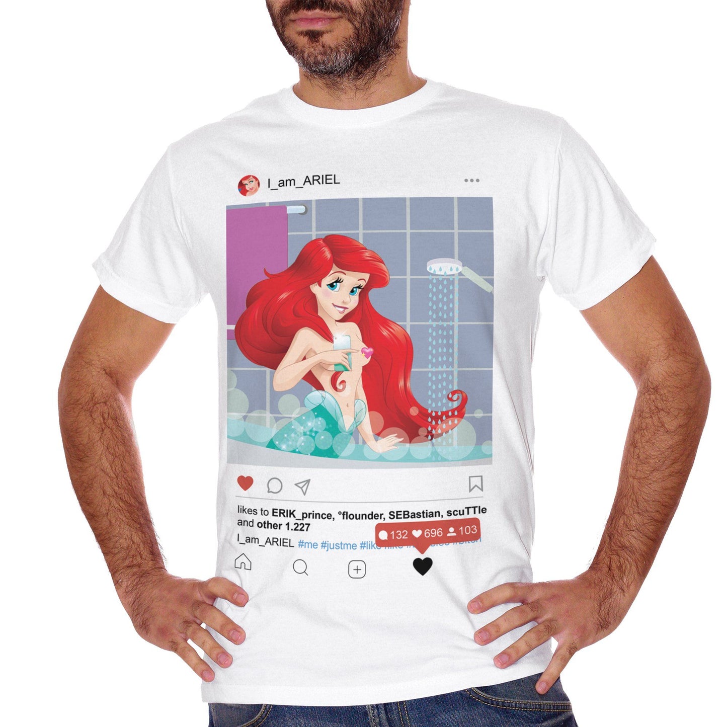 Firebrick T-Shirt Princess Ariel Lillte Mermaid Social Fashion Selfie - FILM CucShop