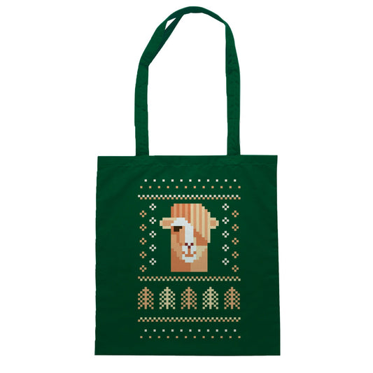 Dark Green Borsa Christmas-Natale-Alpaca-Lama - Verde Bottiglia - Eventi CucShop