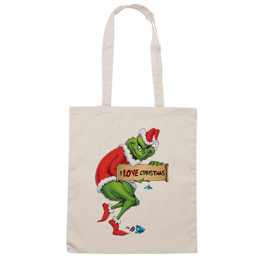 Light Gray Borsa Grinch I Love Christmas - Sand - FILM CucShop