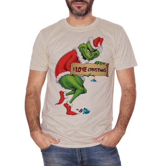 Gray T-Shirt Grinch I Love Christmas - FILM CucShop