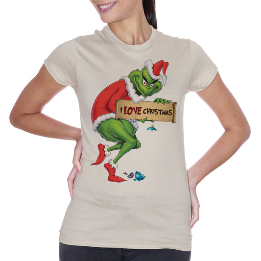 Gray T-Shirt Grinch I Love Christmas - FILM CucShop