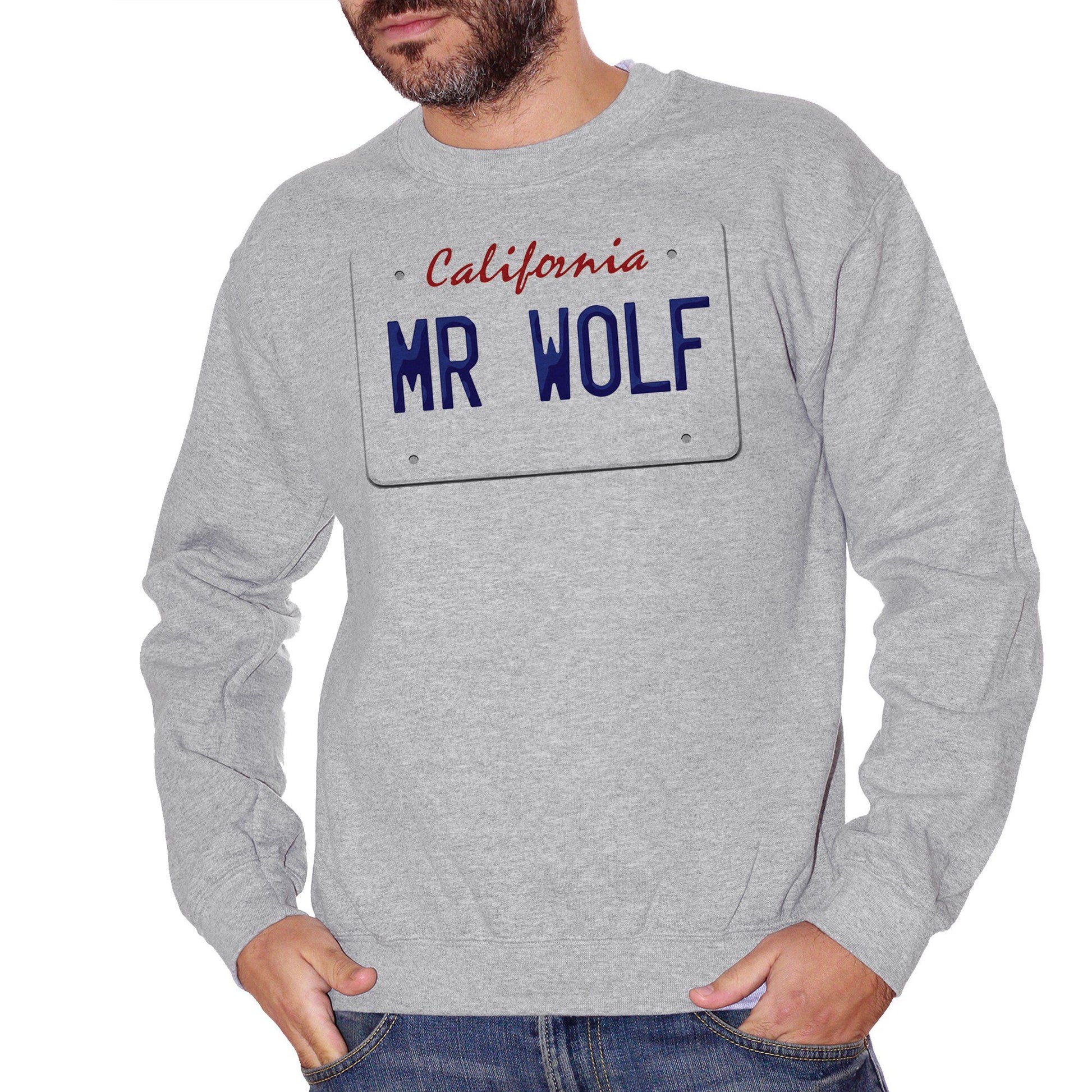 Gray Felpa Girocollo Mr Wolf Targa Pulp Fiction California - FILM CucShop